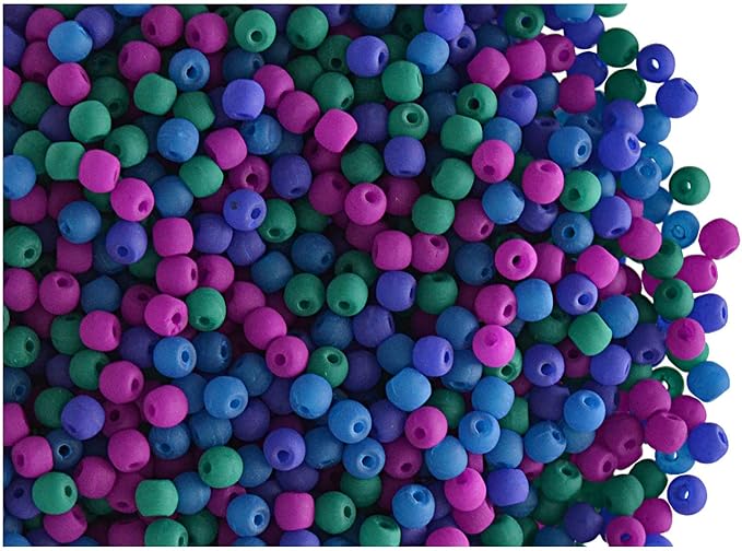 SCARA 0.35 Ounce (10g) Czech Glass Round Beads 0.08 inches (2mm), Dark NEON (UV Active) Glass Beads for Jewelry and Bracelets Making, Beads for Bracelets, Bead kit Dark NEON Mix