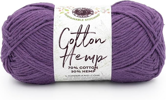 Lion Brand Yarn Cotton Hemp Soft, Durable Yarn for Crochet and Knitting, 1 Pack, Aster