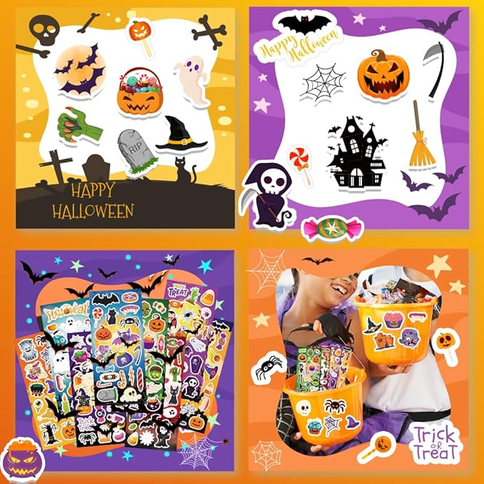 40 sheets cute halloween stickers, 800+ stickers, halloween crafts & games for kids, great for decoration