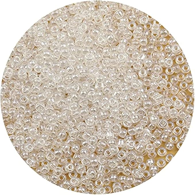 Bala&Fillic Crystal Pearl Color 4mm Seed Beads About 1200pcs/100Grams in Bag, 6/0 Glass Craft Beads for Making Bracelet and Necklace (Crystal Pearl)