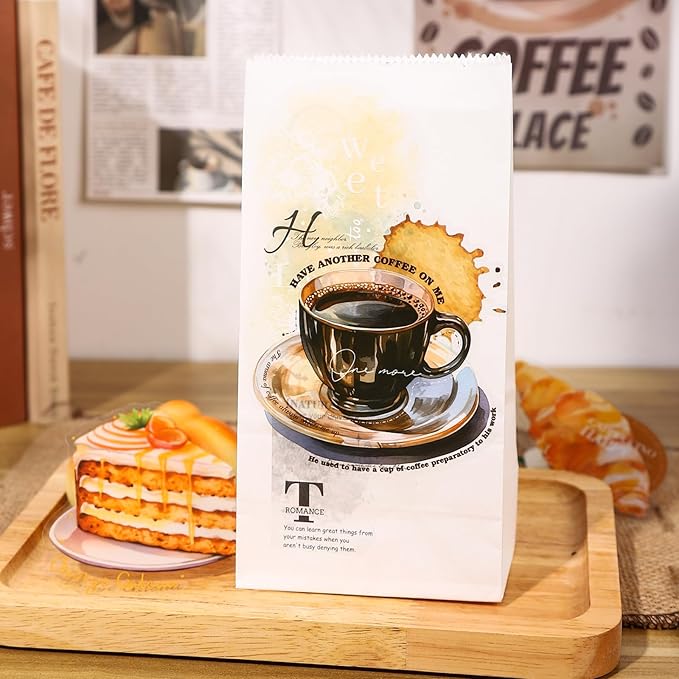 60 Pieces Coffee Themed Vintage Large Size PET Stickers, Elegant Coffee, Soft Bread and Delicious Dessert Designs for Scrapbooking, Journaling, DIY Crafts, and Junk Journal Supplies (6 Pack)