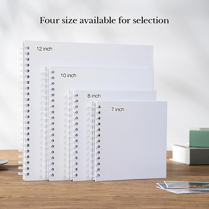 potricher 8 x 8 Inch DIY Scrapbook Album 40 Pages Hardcover Kraft Paper Scrap Book Photo Albums Memory Book for Wedding and Anniversary Family (White, 8 Inch)