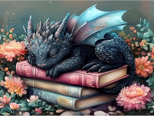 Dragon Stamped Cross Stitch Kits for Beginners Adults, Flower Book Dimensions Needlepoint Art Crafts,Counted Cross Stitch Kits Embroidery Kits for Beginners Adults for Home Decor 15.7X11.8inch