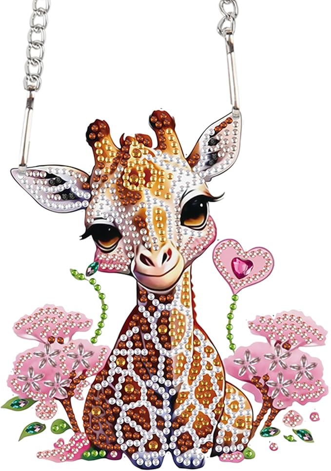 Giraffe Diamond Painting Hanging Pendant Kit for Adults, DIY Acrylic Special Shaped Rhinestone Diamond Art Sun Catcher, Window Wall Door Decor for Home or Garden, Valentine’s Day Birthday Gift