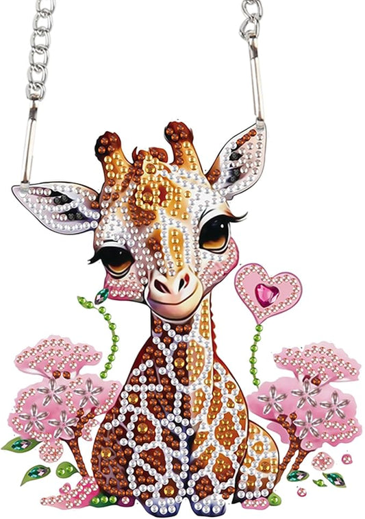 Giraffe Diamond Painting Hanging Pendant Kit for Adults, DIY Acrylic Special Shaped Rhinestone Diamond Art Sun Catcher, Window Wall Door Decor for Home or Garden, Valentine’s Day Birthday Gift