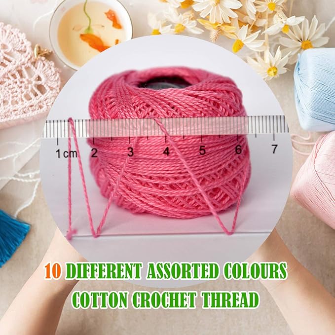 colored bird Crochet Thread 10 Balls Cardinal Size 8 for Crochet Hardanger Cross Stitch Needlepoint Hand Embroidery (Pink Series)