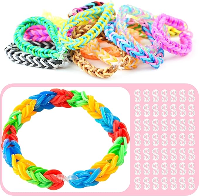 1000pcs S-Clips Rubber Band Clips,Loom Band Clip Plastic Connectors Supplement Kit – DIY Refill Supplies,Loom Bands for Jewelry Craft (Clear)