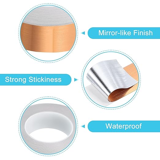 uxcell Metallic Tape, 1.38 in x 164 ft Self Adhesive Metalized Polyester Film Tape Waterproof Shiny Washi Tape for Walls Graphic Arts Gifts Wrapping Crafts Decoration, Brushed Rose Gold