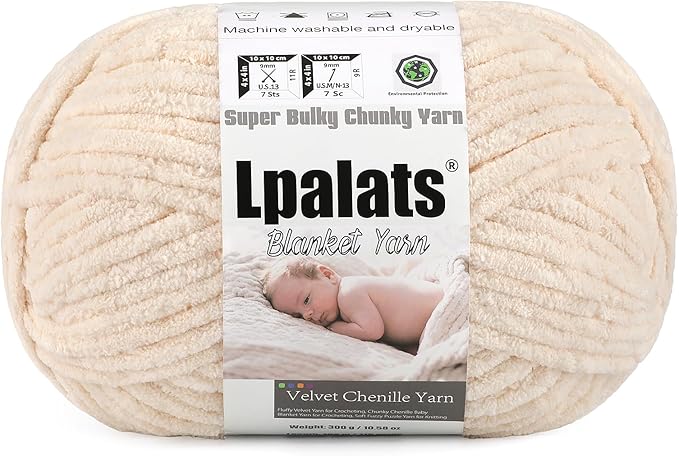 Baby Blanket Yarn for Crocheting - 1 Pack of 300g/10.6oz Super Fluffy Chunky Chenille Yarn for Hand Knitting, 115 yds Super Bulky Plush Yarn for Cozy Blankets and Amigurumi (1, Khaki)