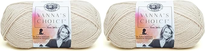 Lion Brand Yarn (1 Skein) Vanna's Choice Yarn, Linen (Pack of 2)