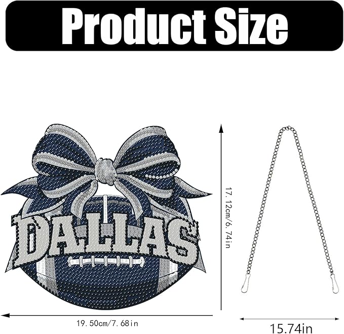 Rertcioph Football Diamond Art Hanging Kit for Adults, DIY Acrylic 5D Diamond Painting Hanging Ornament for Dallas Home Wall Decor and Gift