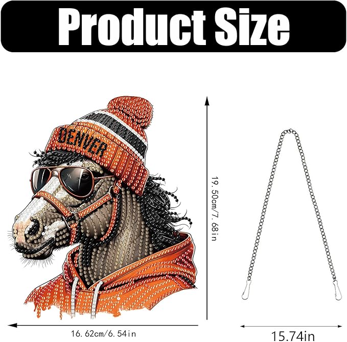 DIY Diamond Art Hanging Kit for Adult,Acrylic Diamond Art Painting Window Pendants Home Garden Wall Hanging Kits Hanging Ornament,Football Style (Denver Orange)