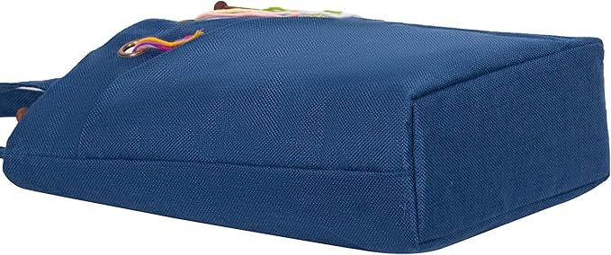 Linen Knitting Project Tote Bag,Portable Yarn Storage Bag for Crochet Accessories/Needles,Crochet Hooks Organizer,Knitting Bag for Crochet Lovers (Navy Blue)