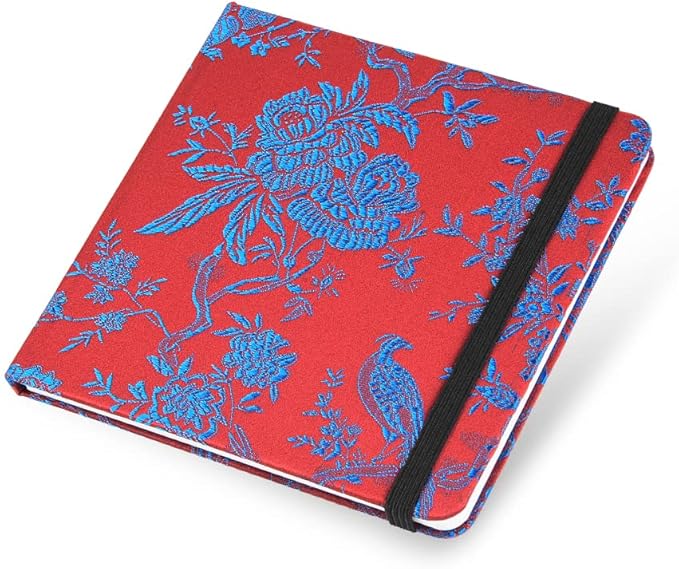 Square 5x5 Bleedproof Marker Paper Pad, 110 GSM Alcohol Ink Bristol Paper Sketchbook, Handmade Journal Hardbound 88 Sheets (176 Pages) Markers Ink Mediums Art Sketch Book Red Blue Rose
