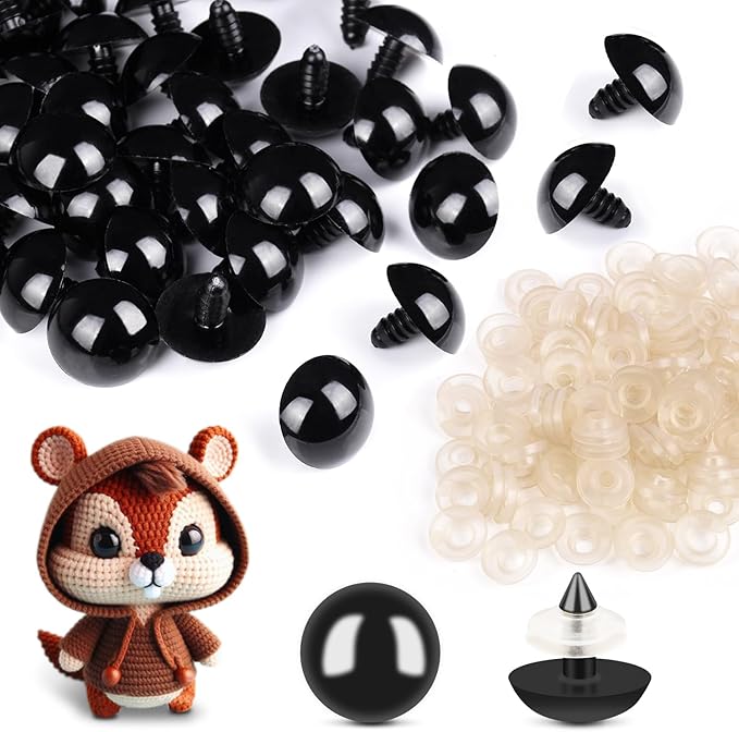 400Pcs Safety Eyes for Crochet Eyes Amigurumi， 14mm Safety Eyes for Stuffed Animals, 200pcs Washers whth 200pcs Plastic Craft Eyes for Crocheting Doll Eyes Making