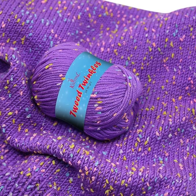Tweed Twinkles Soft Baby Yarn for Crocheting, 8-Pack (696Yds / 400G), Free Patterns - Acrylic Baby Blanket Knitting Yarn with Flecks - Size 3 DK Light Worsted Weight - Orchid Purple