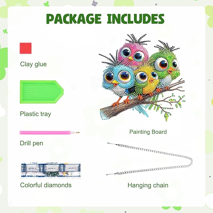 MAXBYE Diamond Art Painting Kits Hanging Bird Pendant, DIY 5D Special Shaped Animal Gem Art Craft Diamond Dots for Adults and Home Window Door Decor