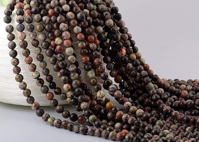 Natural Stone Beads 100pcs 6mm Ocean Jade Round Genuine Real Stone Beading Loose Gemstone Hole Size 1mm DIY Smooth Beads for Bracelet Necklace Earrings Jewelry Making (Ocean Jade, 6mm)