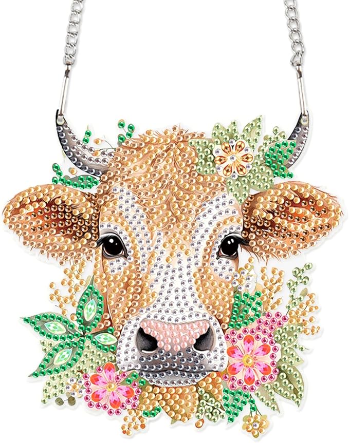 AiYuanzsh DIY 5D Cow Diamond Painting Hanging Sign, Special Shaped Crystal Rhinestone Wall Art Ornament for Door, Home and Garden Decoration, Diamond Art Window Suncatchers Pendant