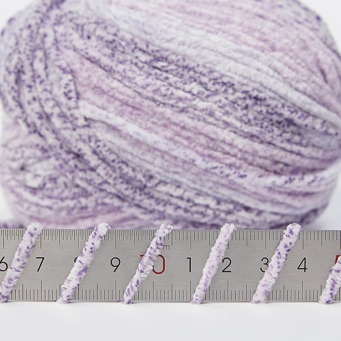 NICEEC 2 Skeins Soft Chenille Yarn Blanket Yarn for Knitting Fancy Yarn for Crochet Weaving DIY Craft Total Length 2×255m (2×279yds, 2×150g)_Foggy Purple