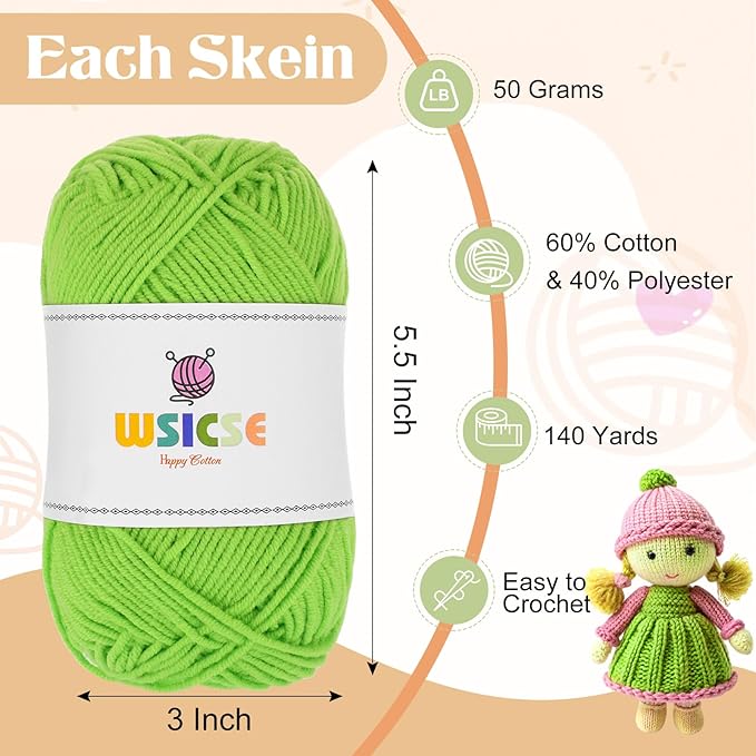 4 PCS Crochet Yarn, 560 Yard Soft Fluffy Yarn for Crocheting Assorted Colors for Knitting Easter Basket Stuffers 1 Skein/140 Yard-Macaron