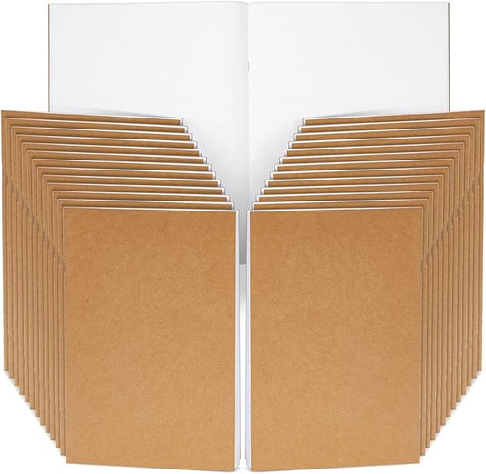 Paper Junkie Journaling Notebooks - 24 Pack, 8.5 x 11 In, Brown, Soft Cover - Blank Unlined Kraft Paper Sketchbooks & Writing Journals Bulk for Sketching & Note Taking