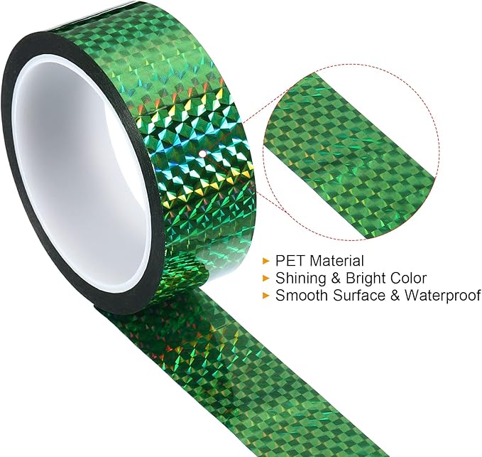 PATIKIL Prism Tape 1.4 Inch x 55 Yards, Holographic Metalized Reflective Adhesive for Detailing Accent Wall Decor Art, Green