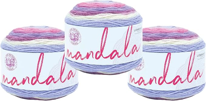 Lion Brand Yarn, Mandala DK Lightweight Yarn for Knitting, Crochet, and Crafts, Wood Nymph, 3 Pack, Self-Striping Acrylic Fiber for Baby Blankets, Multicolor Shawls and Variegated Cardigans