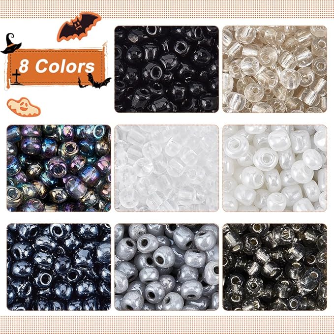 PH PandaHall 1840 Pcs 6/0 4mm 8 Colors Glass Seed Beads Lined Pony Bead Waist Beads Tiny Spacer Czech Beads for Earring Bracelet Necklace Key Chain Jewelry Making
