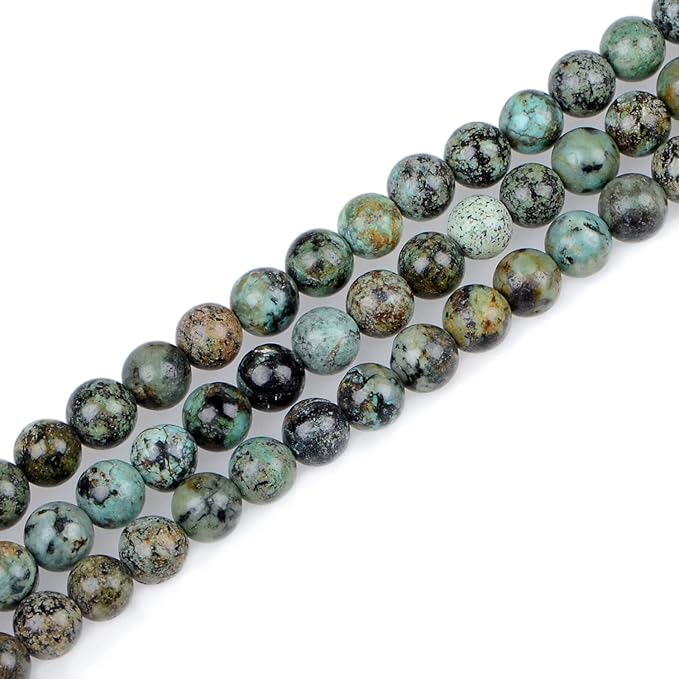 bymitel 210pcs natural crystal beads stone gemstone round energy healing loose beads with stretch cord for jewelry making bracelets anklets (african turquoise, 6mm 210pcs)