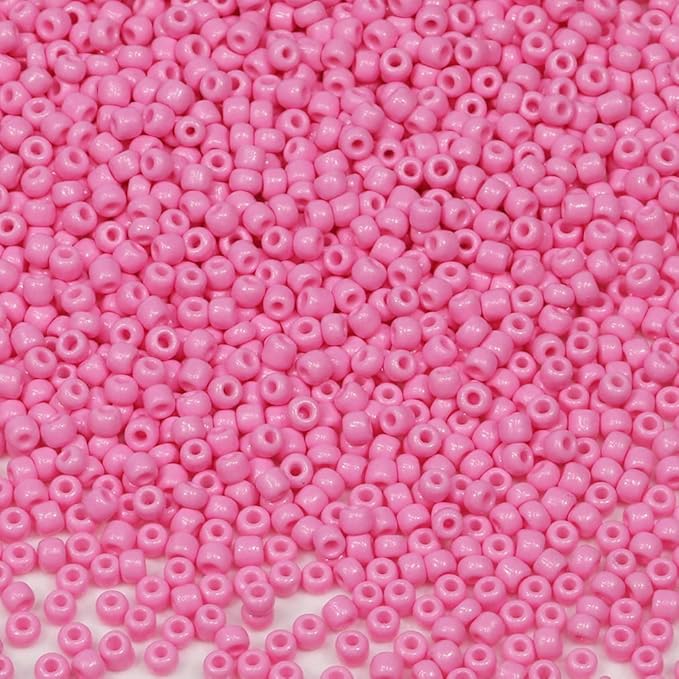 Bala&Fillic Pink Color 3mm Seed Beads About 3600pcs/100Grams in Bag, 8/0 Glass Craft Beads for Making Bracelet and Necklace (Pink)
