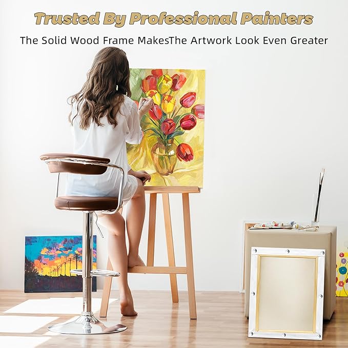 12x16 inch Stretcher Bars for Canvas Painting, Premium Wooden Frame Strips, Easy to Assemble Canvas Frame Kit, Ready-to-Hang Gallery Wall Art for Home Decor, DIY, Paint By Number