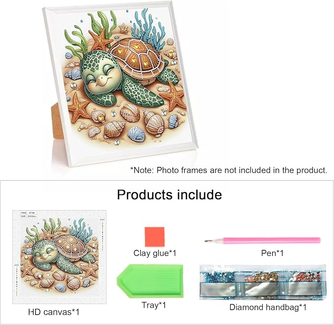 AiYuanzsh DIY Diamond Art Painting Kits for Adults, 5D Special Shape Crystal Rhinestone Diamond Art Kits for Beginners, for Home Wall Decoration Gift 12x12 inch, Turtle Sleeping
