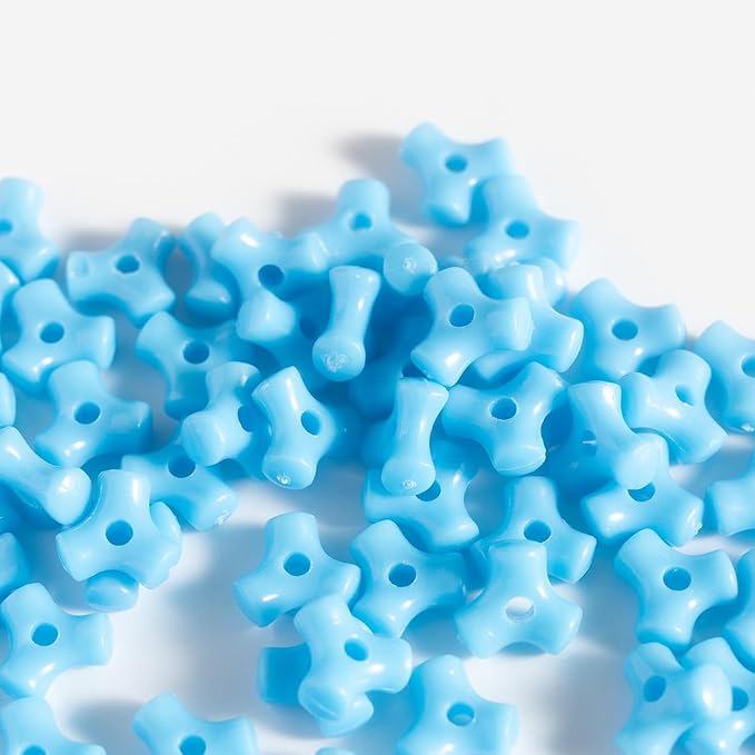 1300 Pcs Acrylic 10mm Plastic 3-Sided Kandi Tri Beads Tri-Shaped Beads Bone Beads Bulk for Wreath Candy Cane Rainbow Holiday Tree Decorations Bead Ornament Jewelry Making Kit (Opaque Blue)