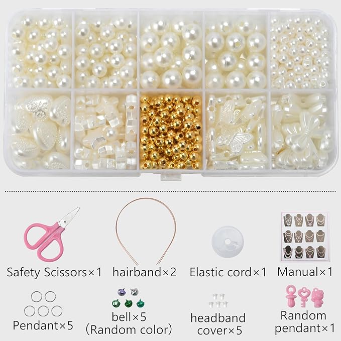 DIY Pearl Bracelet Making Kit-520pcs Real Shell Pearls & Starter Tool Set,Jewelry Craft Supplies for Women,Creative Beading Kit with Storage Box-Ideal for Birthday,Party Favors（520PCS）