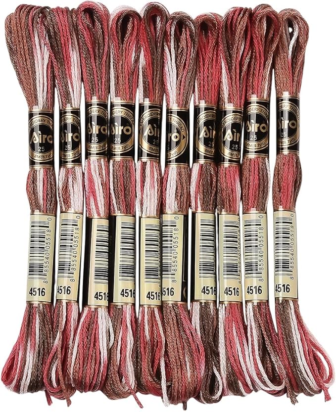 10 Skeins 6 Strands Red Embroidery Floss Threads Bulk Variegated Gradient Cross Stitch Thread Polyester Friendship Bracelets String for Jewelry Making Hand Sewing Knitting Stitching Crafts