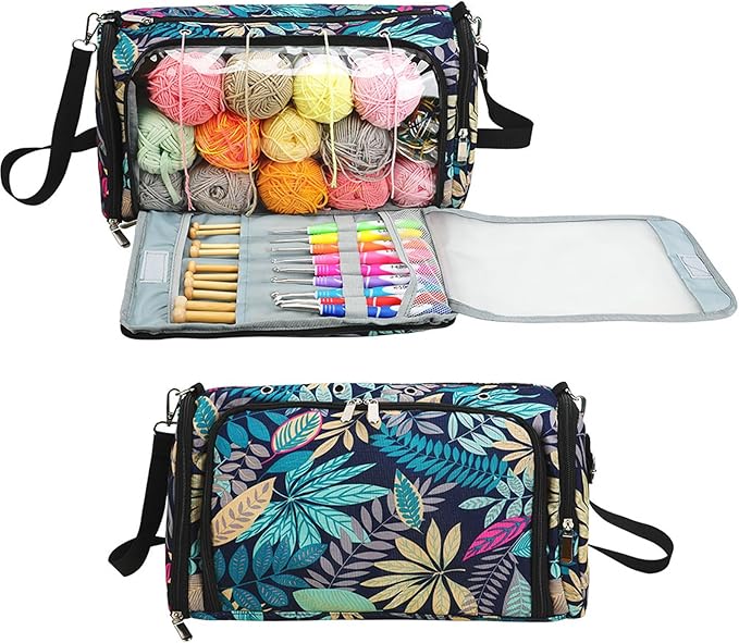 Crochet Bag Organizer, Large Capacity Yarn Storage Bag for Crocheting, Knitting Kit, Crochet Accessories, Easy to Carry, Sturdy and Has Tons of Storage, Knitting Gifts for Girls, Mum