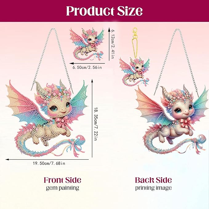 Masendp Dragon Diamond Painting Double-Sided Wall Hanging Set, DIY Irregular Shaped Rhinestone Window Decoration Set, Suitable for Home and Garden Wall Decoration Gifts