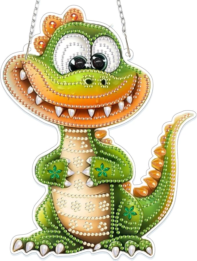 GHHKUD Hanging Diamond Art Dinosaur Pendants Kits, DIY Hanging Decoration Double Sided Animals Diamond Pinting Ornaments for Adults Kids Gifts for Home Decor