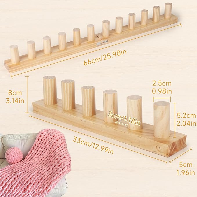 Chunky Blanket Loom 39 inch Adjustable Foldable Portable Extra Jumbo Chunky Yarn Crochet Knitting Tool Making Blanket for Adults Beginners DIY Handmade