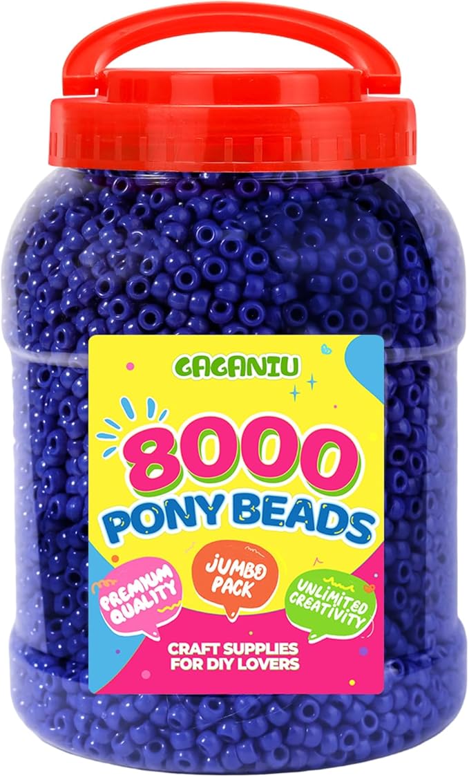 8000 pcs pony beads bulk for bracelet dark blue plastic beads making for hair braiding diy crafts kandi jewelry key chains and ornaments decorations boxed