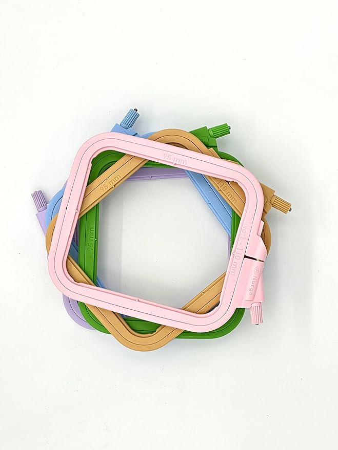 nurge 5pcs plastic xsmall square embroidery hoops, cross stich hoop, punch needle hoop multicolor
