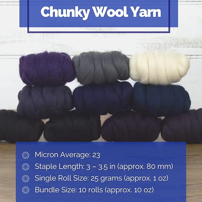 Revolution Fibers | Mixed Merino Wool Variety Pack - Curious Cosmos | Perfect Wool Roving for Spinning, Rolags, Needle Felting, Wet Felting, Tapestry, Weaving and Crafting (Multicolored)