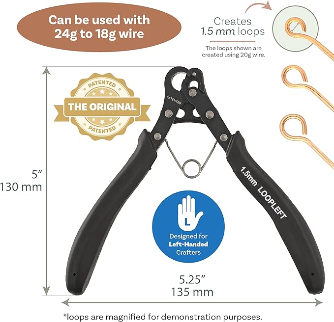 The Beadsmith Original Left-Handed One Step Looper – Create and Trim Consistent 1.5 mm Loops for Jewelry Making, Use With 24-18g Craft Wire (Patented)