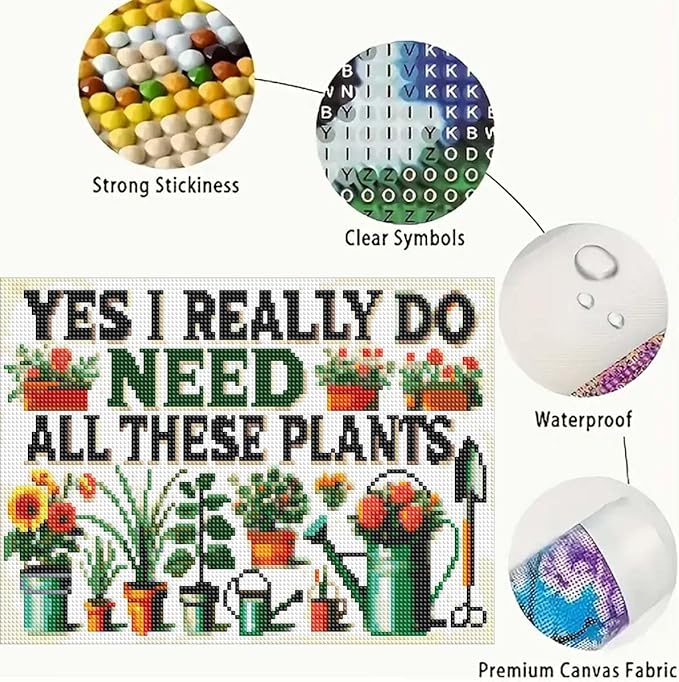 GEMFAMILY 5D Diamond Painting Kits for Adults, Potted Plants Diamond Art Kit for Beginners,DIY Full Round Drill Diamond Dot Gem Art Kits for Adults Home Wall Decor 12 X 16inch