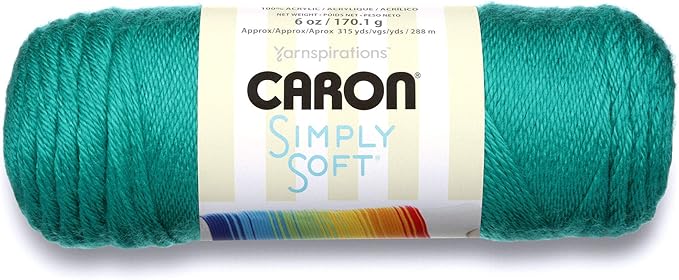 Caron Simply Soft Party Solids Yarn, Gauge 4 Medium Worsted, - 6 oz - Cool Green