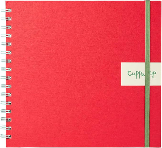 CuppaClip Watercolor Paper 9"x8.5" 300GSM 140LB Spiral Bound Cotton Water Color Pad Cold Press Inner Pocket Art Supplies (Red)