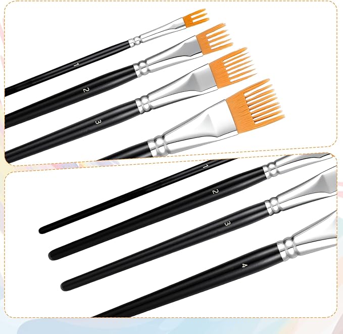 4Pcs Comb Artist Brush Set, Professional Artist Paintbrushes for Acrylic Painting, Paint Brush for Acrylic, Oil and Watercolor