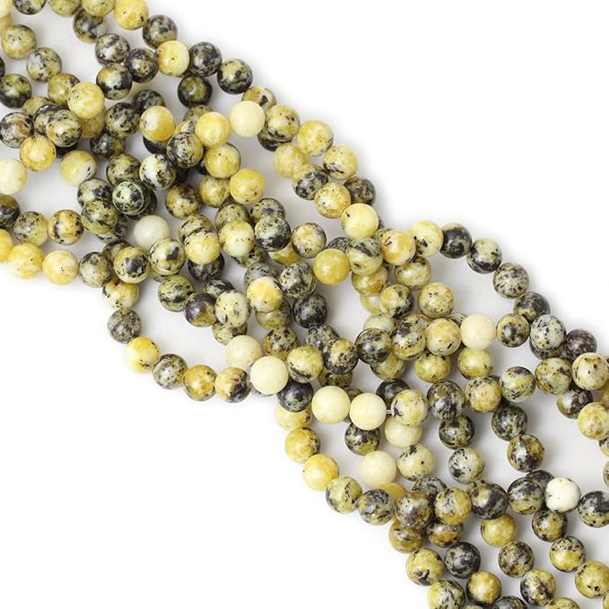 cheavian 45pcs 8mm natural yellow turquoise gemstone round loose beads stone beads for jewelry making diy materials 1 strand 15"