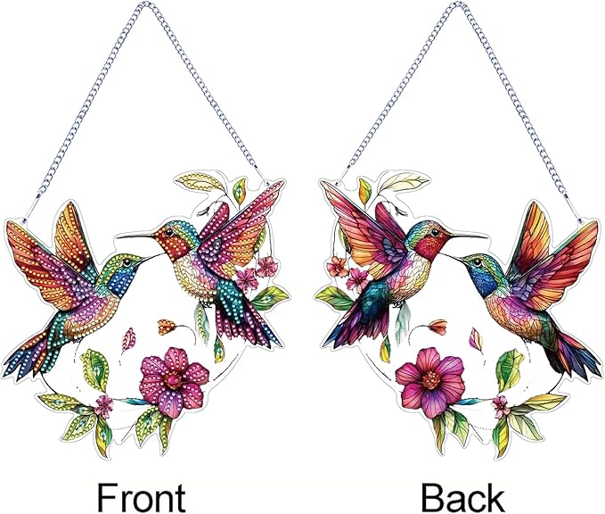 STGLCR Hummingbird Diamond Art Suncatcher,DIY Special Shape Hanging Diamond Gem Art,Window Pendant Ornament Suitable for Sparkling Garden, Window Wall Decoration Painting 7.8INCH